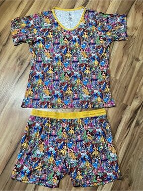Giggle Gang Boutique Disney Princess Stained Glass Bamboo Pajama Set XL Shorts